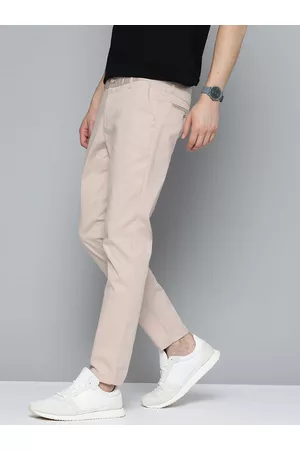 Mast & Harbour Men Beige Solid Chinos Trousers
