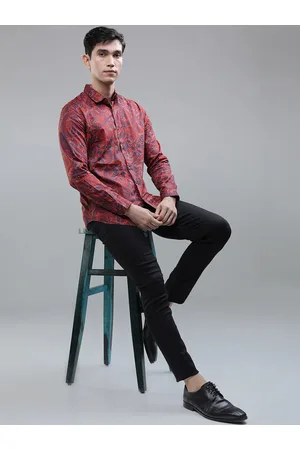 Highlander Men Floral Printed Knitted Party Wear Casual Shirt