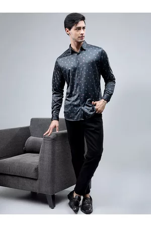 Highlander Men Printed Knitted Party Wear Casual Shirt