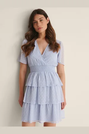NA-KD Dobby Smocked Flared Sleeve Dress