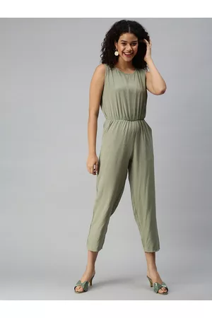 SHOWOFF Women Round Cotton Basic Jumpsuit