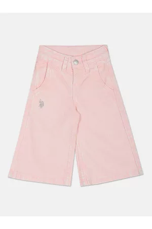 Ralph Lauren Girls Wide Leg Mid-Rise Light Fade Jeans