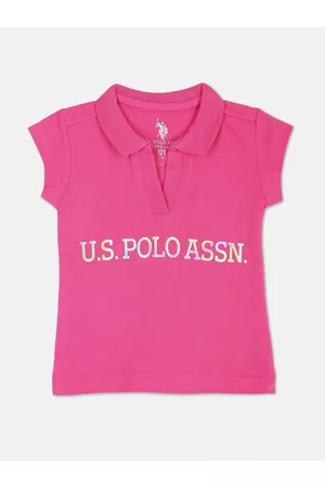 Ralph Lauren Girls Typography Printed Polo Collar Pure Cotton T-shirt