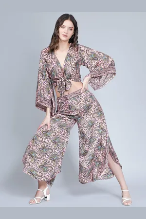 Aditi Wasan Paisley Printed Tie Front Top and Palazzo Pant Co-Ord