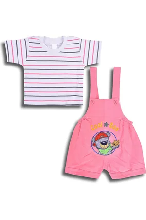 Wish Karo Boys Self Design Cotton Dungaree With T-shirt