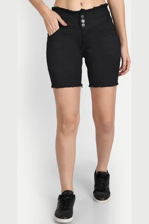 AngelFab Women High-Rise Denim Shorts