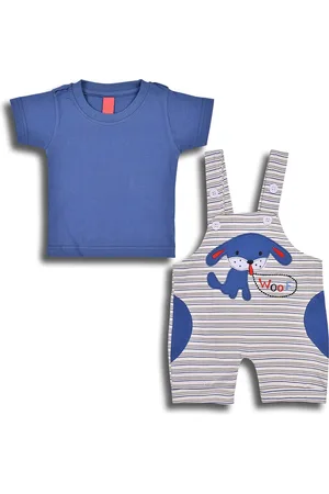 Wish Karo Infant Boys Pure Cotton T-shirt and Dungarees Clothing Set