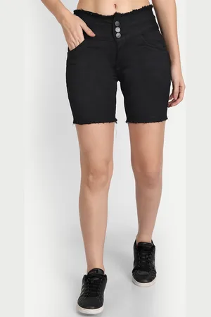 AngelFab Women High-Rise Denim Shorts