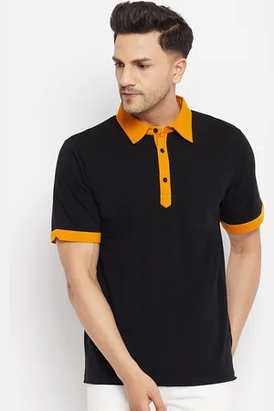 Hypernation Men Black Polo Collar T-shirt