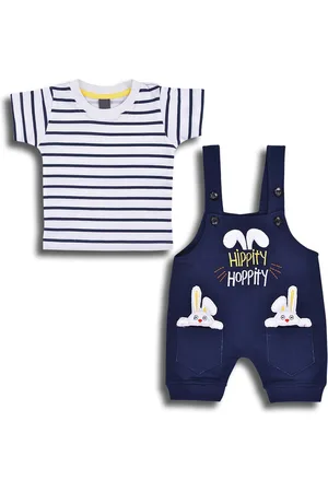 Wish Karo Boys Self Design Cotton Dungaree With T-shirt