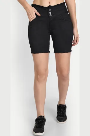 AngelFab Women High-Rise Denim Shorts