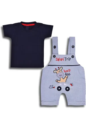 Wish Karo Infant Boys Pure Cotton T-shirt and Dungarees Clothing Set