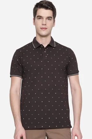 Greenfibre Men Brown Printed Polo Collar Slim Fit T-shirt