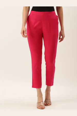 De Moza Women Cotton Slim Fit Cigarette Trousers