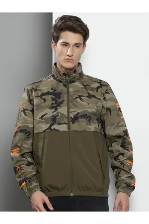 Tommy Hilfiger Men Olive Green & Black Colourblocked Tailored Jacket