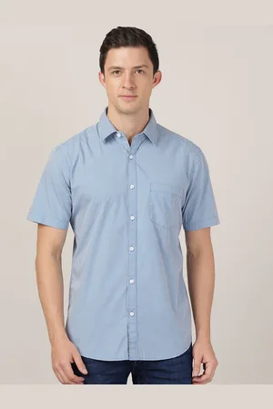 MERCHANT MARINE Men Blue Classic Slim Fit Micro Checked Casual Shirt