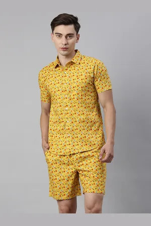 Joven Men Yellow Printed Pure Cotton Co-ords Set