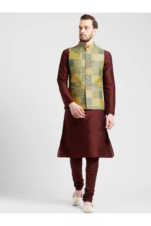Buy KISAH Men's Nehru Jacket, Sea Green Silk Blend, Embellished Sleeveless  Regular Fit Mandarin Collar (S) at Amazon.in