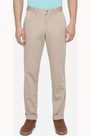 Greenfibre Men Khaki Slim Fit Wrinkle Free Casual Trousers
