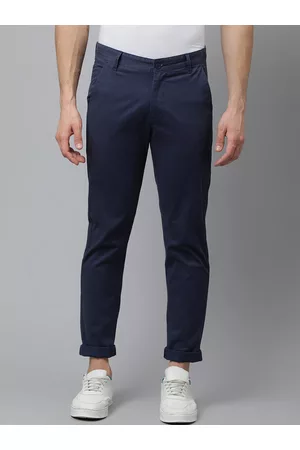 Richlook Men Navy Blue Smart Slim Fit Chinos Trousers