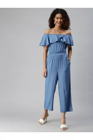 SHOWOFF Women Off-Shoulder Cotton Basic Jumpsuit