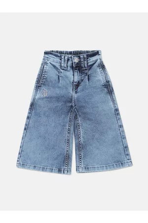 Ralph Lauren Girls Wide Leg Heavy Fade Jeans