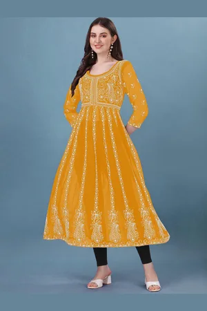 FashTown Paisley Embroidered Thread Work Anarkali Kurta