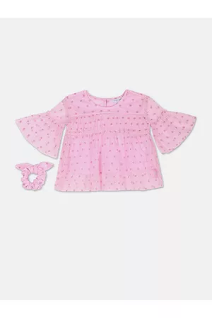 Ralph Lauren Girls Bell Sleeves Printed Top With Hair Band
