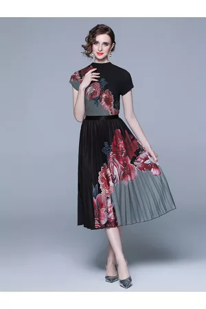JC Collection Women Printed Top with Skirt