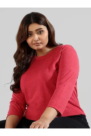 Instafab Women Plus Size Round Neck Cotton Regular Top