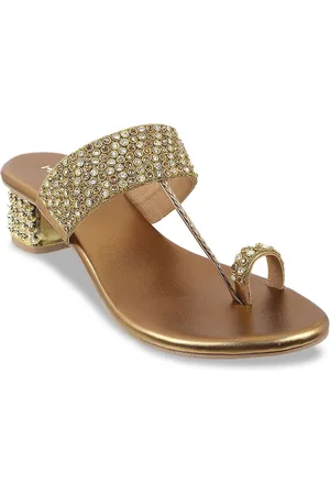 Metro Embellished Open One Toe Block Heels