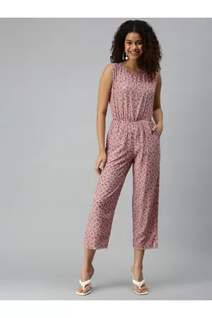 SHOWOFF Women Printed Round Neck Basic Jumpsuit