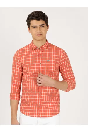 Wrangler Men Slim Fit Grid Tattersall Checked Casual Cotton Shirt