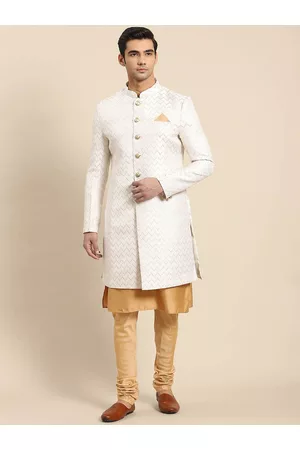 KISAH Men Cotton Kurta & Indowestern Sherwani with Churidar Set
