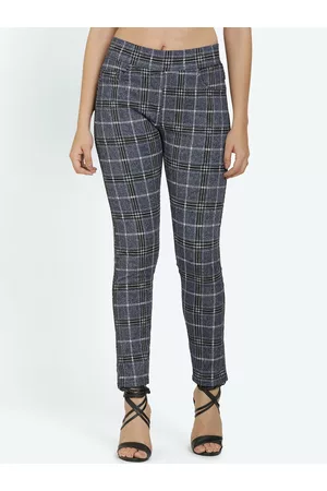 KRAUS JEANS Trousers and Pants  Buy KRAUS JEANS Women Black Checked  Trousers Online  Nykaa Fashion