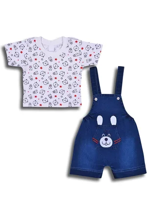 Wish Karo Boys Printed T-shirt with Denim Dungaree
