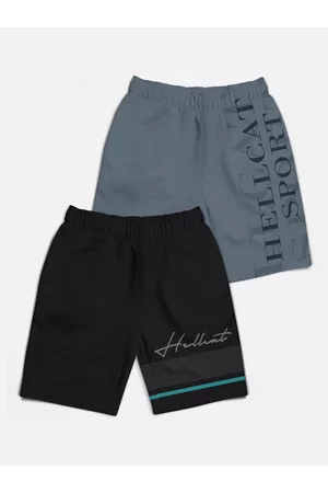 HELLCAT Boys Pack Of 2 Cotton Sports Shorts