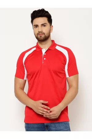 EPPE Men Red Solid Polo Collar T-shirt