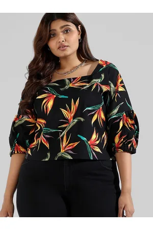Instafab Women Plus Size Tropical Print Top