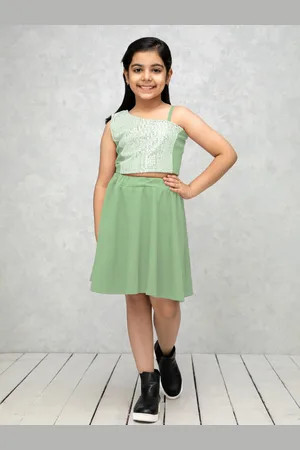 NEUDIS Girls Embellished Top with Skirt