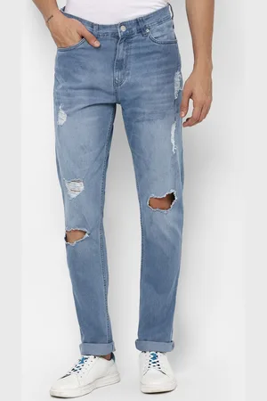 Forever 21 Men Blue Mildly Distressed Heavy Fade Jeans