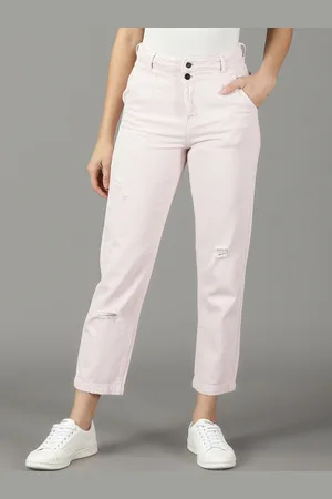 SHOWOFF Women Relaxed Fit High-Rise Slash Knee Cotton Jeans