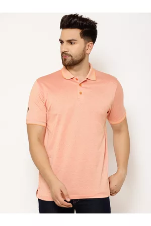 EPPE Men Orange Solid Polo Collar T-shirt