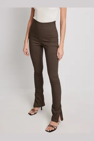 NA-KD Women Striped Skinny Fit Slit Trousers