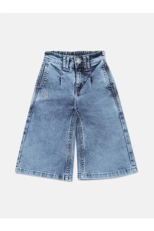 Ralph Lauren Girls Wide Leg Heavy Fade Jeans