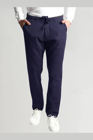 Dream of Glory Inc Men Navy Blue Straight Leg Chinos Trousers