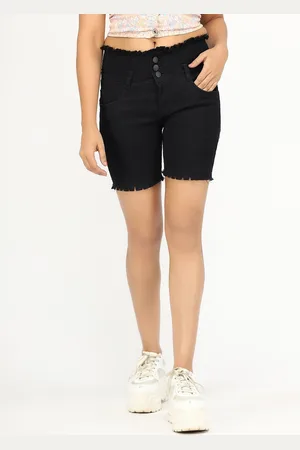 AngelFab Women High-Rise Denim Shorts