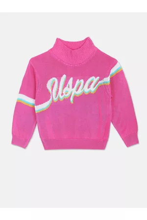 Ralph Lauren Girls Typography Printed High Neck Sweater