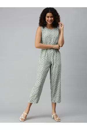 SHOWOFF Women Round Neck Printed Basic Jumpsuit