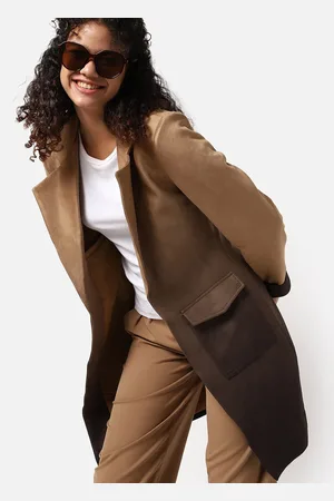 Campus Women Tan Ombre Suede Relaxed-Fit Long Coats